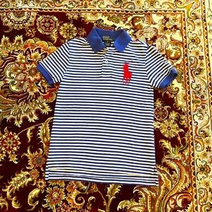 POLO RALPH LAUREN Boys Short Sleeve Blue Striped Button-Up Shirt Sz 6 Polo Shirt